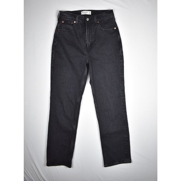Abercrombie & Fitch The Ankle Straight Ultra High Rise- Black- Jeans W Size 2 26 - Picture 1 of 11